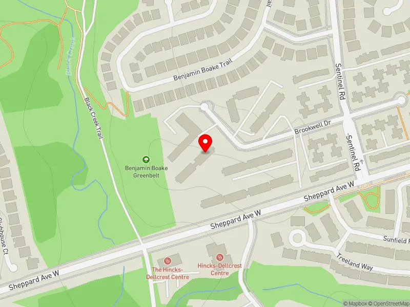 RentSafeTO apartment evaluation map view of 41 BROOKWELL DR in York Centre, Toronto
