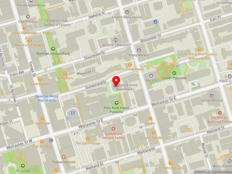 RentSafeTO apartment evaluation map view of 41 DUNDONALD ST in Toronto Centre, Toronto