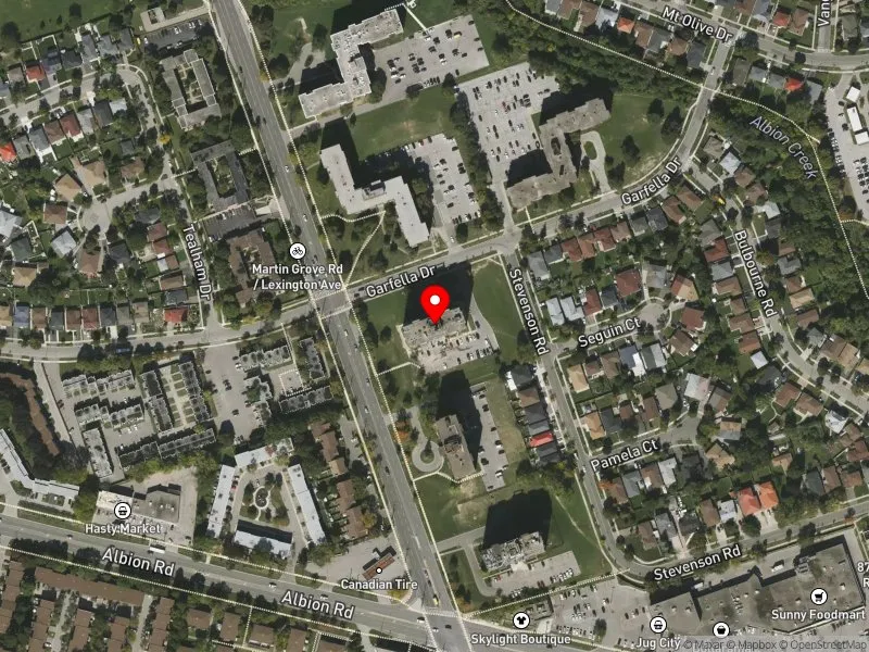 RentSafeTO apartment evaluation satellite view of 41 GARFELLA DR in Etobicoke North, Toronto