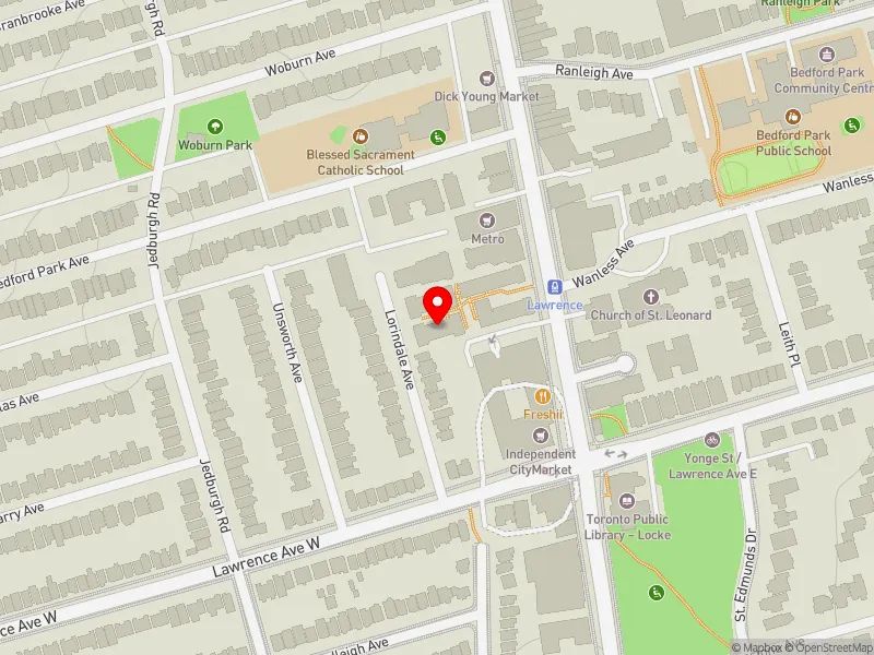 RentSafeTO apartment evaluation map view of 41 LORINDALE AVE in Eglinton-Lawrence, Toronto