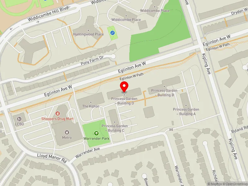 RentSafeTO apartment evaluation map view of 41 WARRENDER AVE in Etobicoke Centre, Toronto