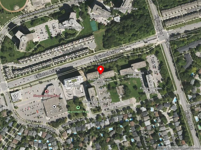 RentSafeTO apartment evaluation satellite view of 41 WARRENDER AVE in Etobicoke Centre, Toronto