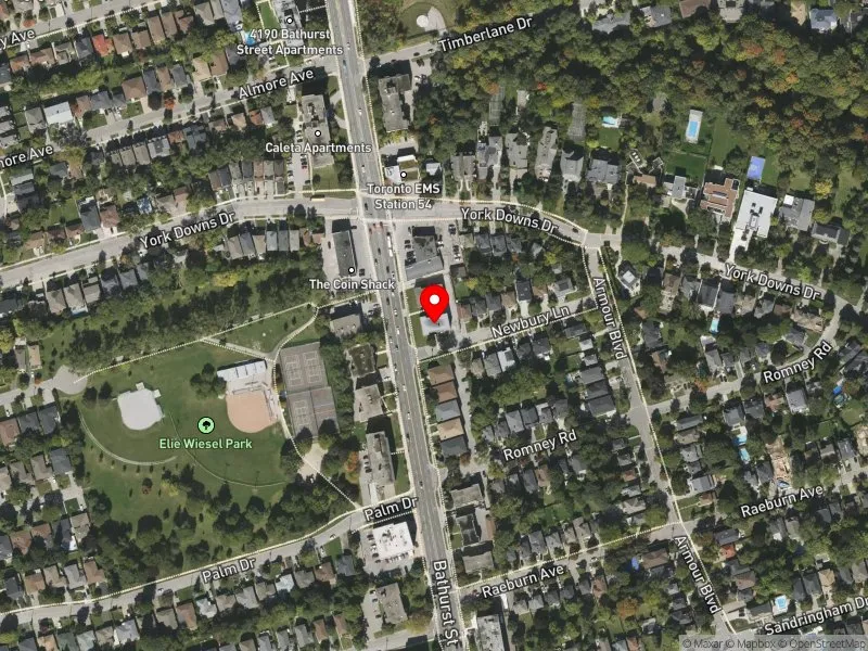 RentSafeTO apartment evaluation satellite view of 4109 BATHURST ST in York Centre, Toronto