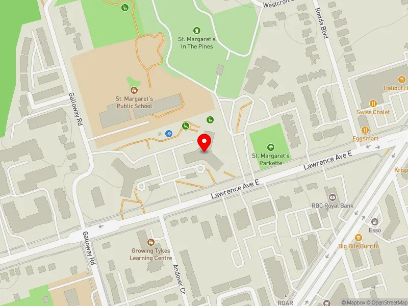 RentSafeTO apartment evaluation map view of 4110 LAWRENCE AVE E in Scarborough-Guildwood, Toronto