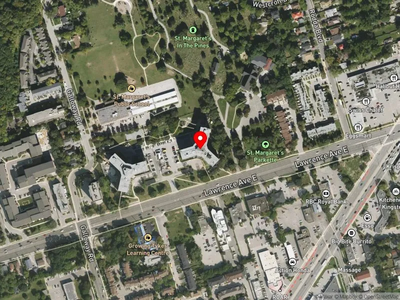 RentSafeTO apartment evaluation satellite view of 4110 LAWRENCE AVE E in Scarborough-Guildwood, Toronto