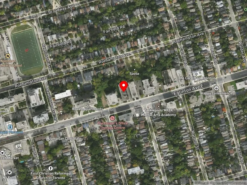 RentSafeTO apartment evaluation satellite view of 412 EGLINTON AVE E in Don Valley West, Toronto