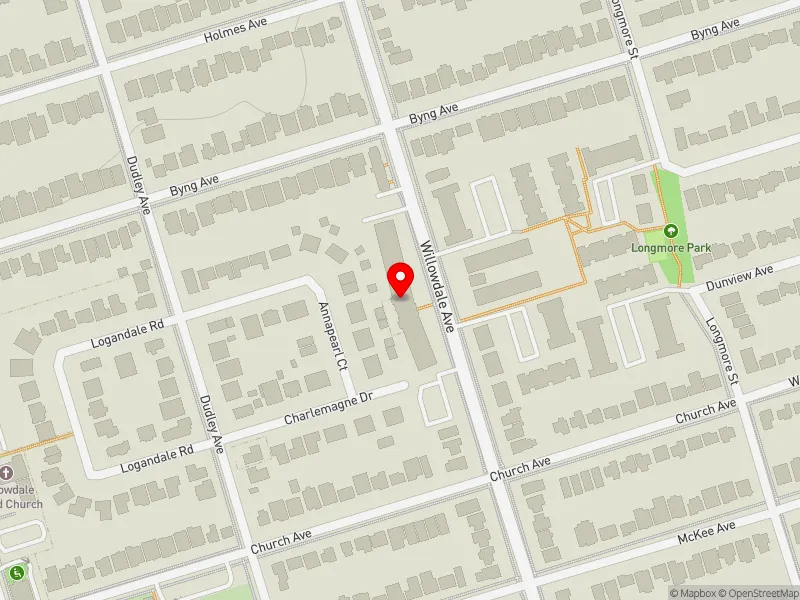 RentSafeTO apartment evaluation map view of 414 WILLOWDALE AVE in Willowdale, Toronto