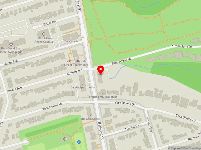 RentSafeTO apartment evaluation map view of 4141 BATHURST ST in York Centre, Toronto