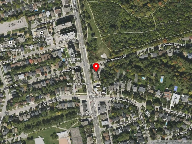 RentSafeTO apartment evaluation satellite view of 4141 BATHURST ST in York Centre, Toronto