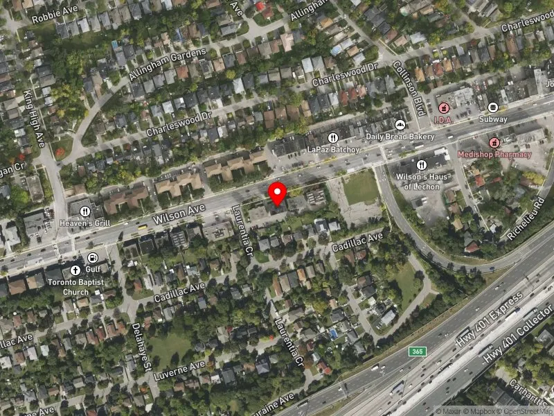 RentSafeTO apartment evaluation satellite view of 415 WILSON AVE in York Centre, Toronto
