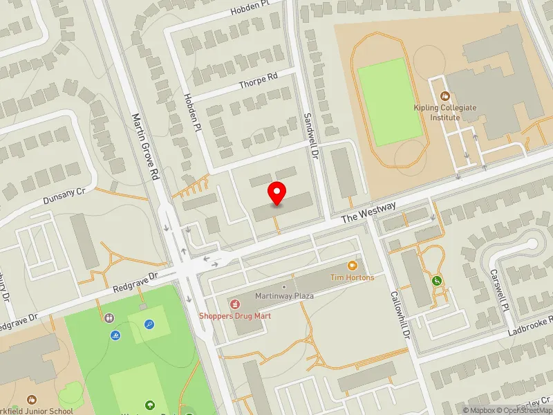 RentSafeTO apartment evaluation map view of 416 THE WESTWAY in Etobicoke Centre, Toronto