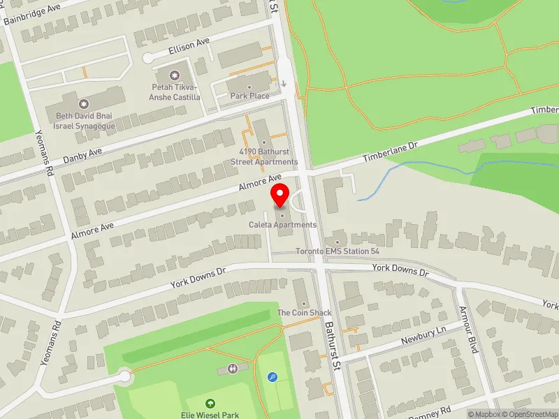 RentSafeTO apartment evaluation map view of 4160 BATHURST ST in York Centre, Toronto