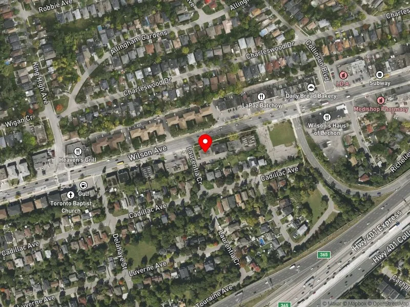 RentSafeTO apartment evaluation satellite view of 417 WILSON AVE in York Centre, Toronto