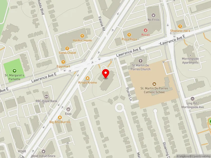 RentSafeTO apartment evaluation map view of 4175 LAWRENCE AVE E in Scarborough-Guildwood, Toronto