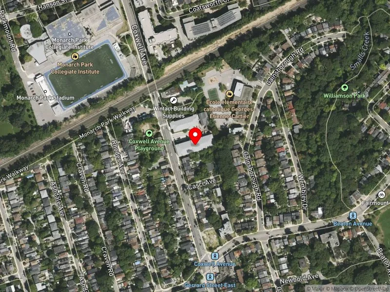 RentSafeTO apartment evaluation satellite view of 419 COXWELL AVE in Beaches-East York, Toronto