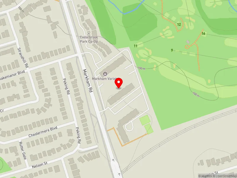 RentSafeTO apartment evaluation map view of 419 MARKHAM RD in Scarborough-Guildwood, Toronto