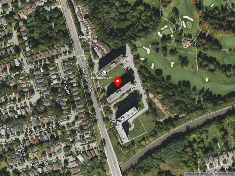 RentSafeTO apartment evaluation satellite view of 419 MARKHAM RD in Scarborough-Guildwood, Toronto