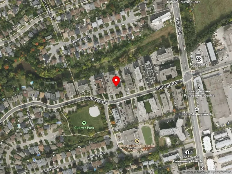 RentSafeTO apartment evaluation satellite view of 42 GULLIVER RD in York South-Weston, Toronto