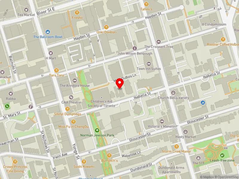 RentSafeTO apartment evaluation map view of 42 ISABELLA ST in Toronto Centre, Toronto