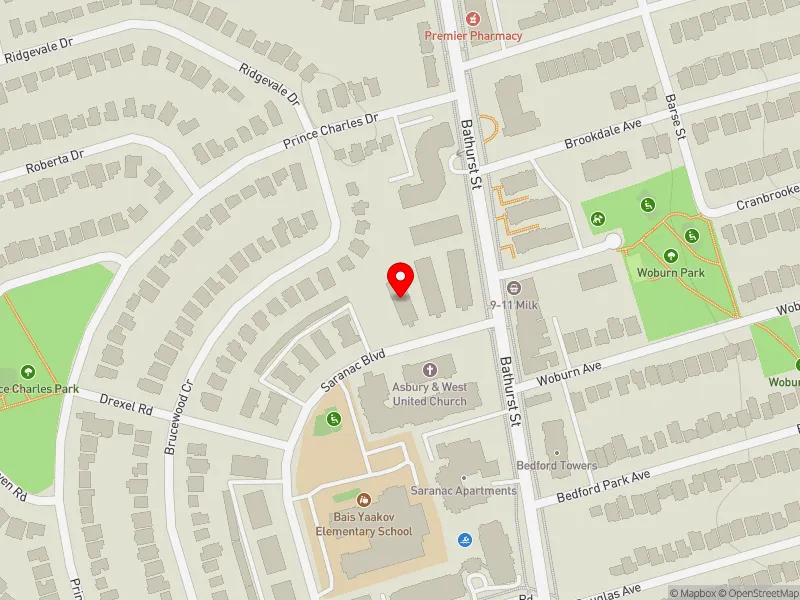 RentSafeTO apartment evaluation map view of 42 SARANAC BLVD in Eglinton-Lawrence, Toronto