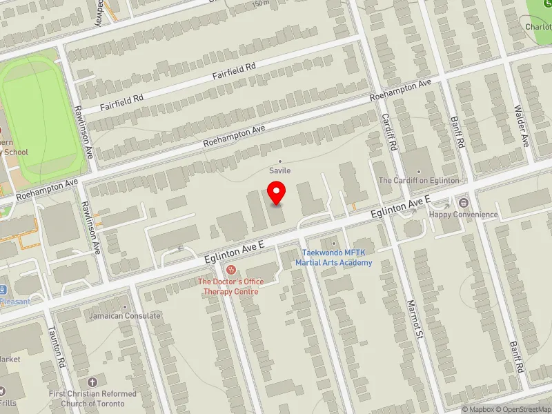 RentSafeTO apartment evaluation map view of 420 EGLINTON AVE E in Don Valley West, Toronto