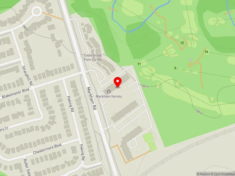 RentSafeTO apartment evaluation map view of 421 MARKHAM RD in Scarborough-Guildwood, Toronto