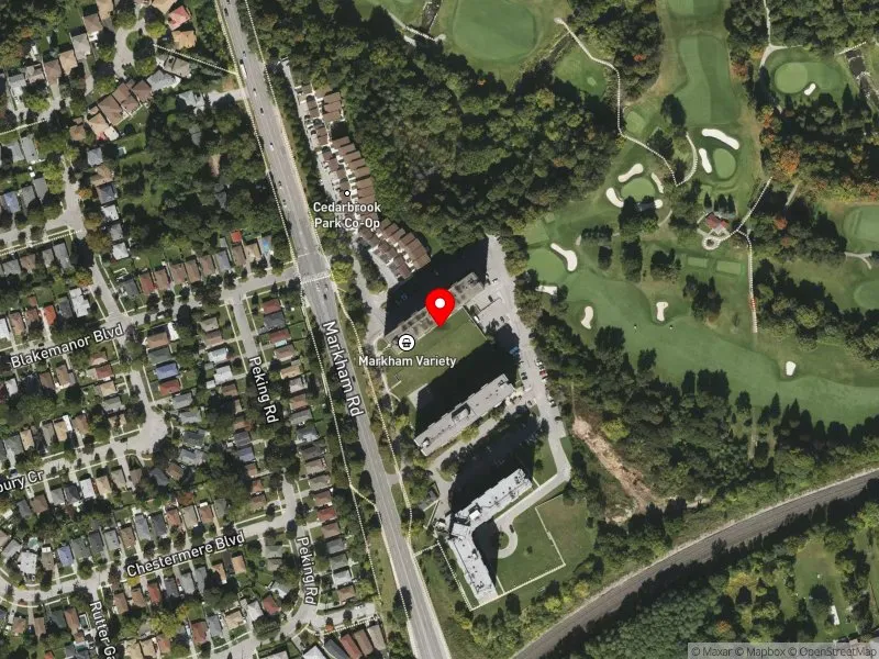 RentSafeTO apartment evaluation satellite view of 421 MARKHAM RD in Scarborough-Guildwood, Toronto