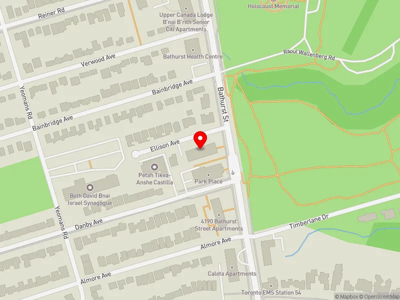 RentSafeTO apartment evaluation map view of 4222 BATHURST ST in York Centre, Toronto