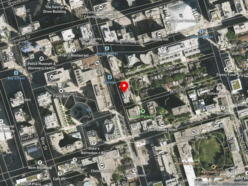 RentSafeTO apartment evaluation satellite view of 423 YONGE ST in Toronto Centre, Toronto
