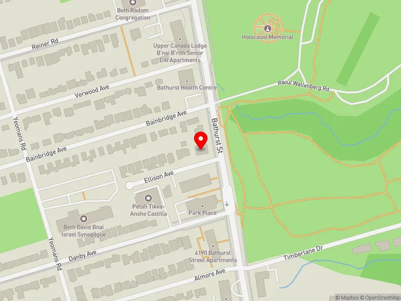 RentSafeTO apartment evaluation map view of 4234 BATHURST ST in York Centre, Toronto