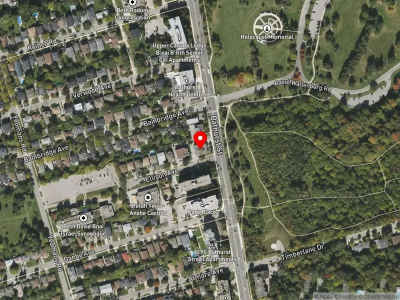 RentSafeTO apartment evaluation satellite view of 4234 BATHURST ST in York Centre, Toronto