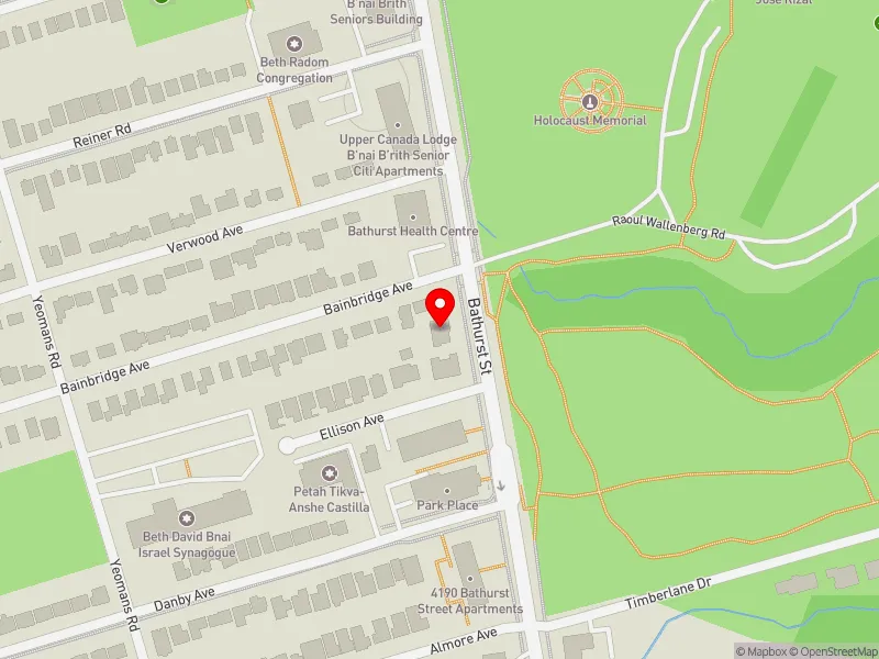 RentSafeTO apartment evaluation map view of 4238 BATHURST ST in York Centre, Toronto