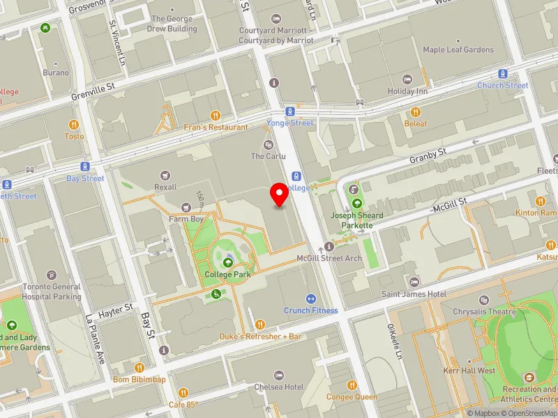 RentSafeTO apartment evaluation map view of 424 YONGE ST in University-Rosedale, Toronto