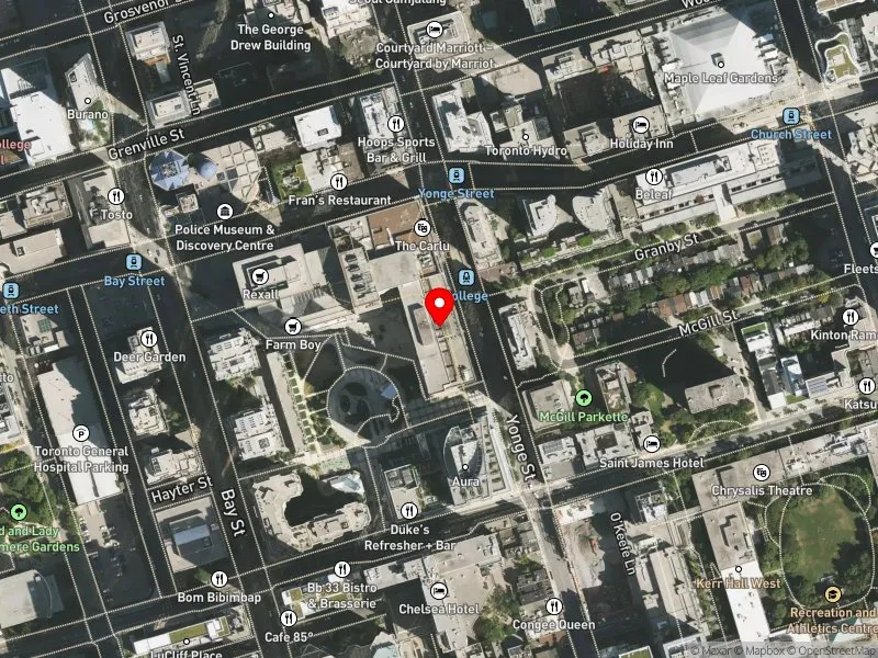 RentSafeTO apartment evaluation satellite view of 424 YONGE ST in University-Rosedale, Toronto