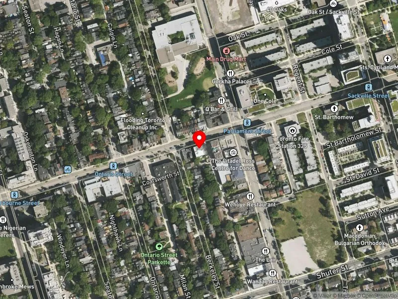 RentSafeTO apartment evaluation satellite view of 425 DUNDAS ST E in Toronto Centre, Toronto
