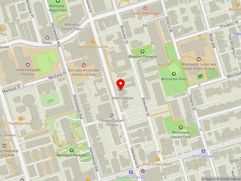 RentSafeTO apartment evaluation map view of 425 SHERBOURNE ST in Toronto Centre, Toronto