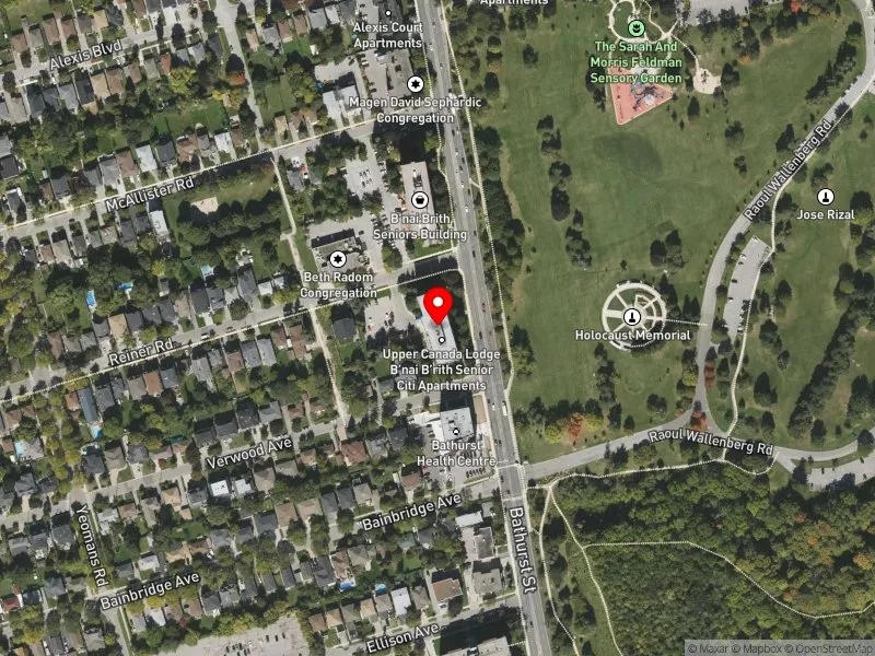RentSafeTO apartment evaluation satellite view of 4266 BATHURST ST in York Centre, Toronto