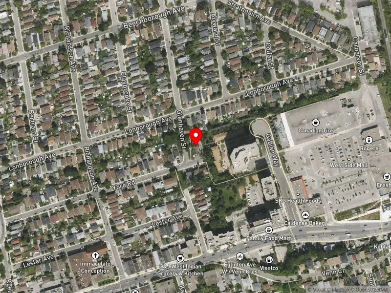 RentSafeTO apartment evaluation satellite view of 43 GLENHAVEN ST in York South-Weston, Toronto
