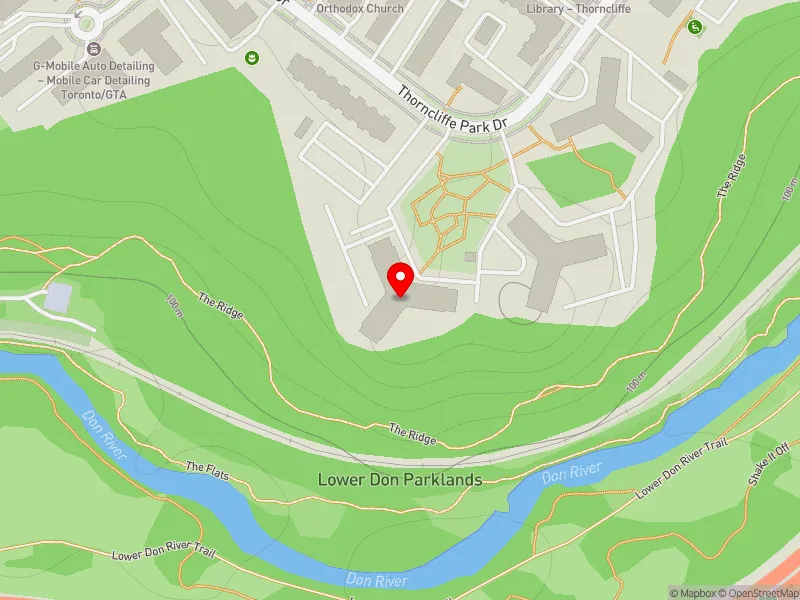 RentSafeTO apartment evaluation map view of 43 THORNCLIFFE PARK DR in Don Valley West, Toronto