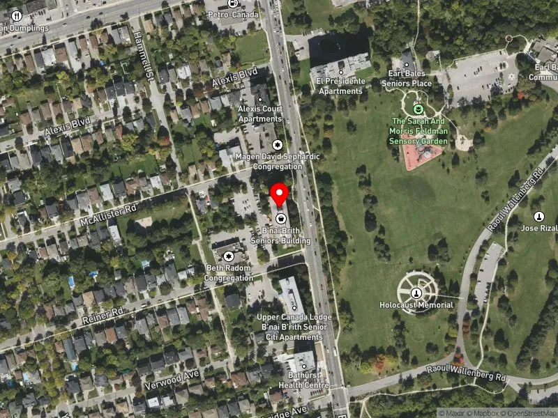 RentSafeTO apartment evaluation satellite view of 4300 BATHURST ST in York Centre, Toronto