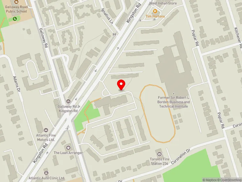 RentSafeTO apartment evaluation map view of 4301 KINGSTON RD in Scarborough-Guildwood, Toronto