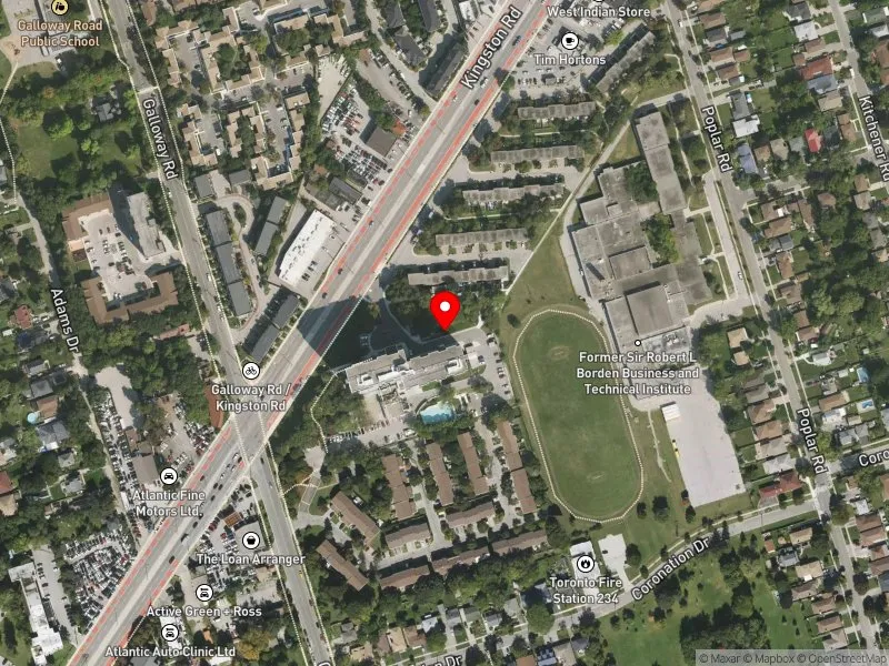 RentSafeTO apartment evaluation satellite view of 4301 KINGSTON RD in Scarborough-Guildwood, Toronto