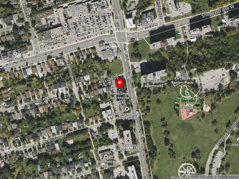 RentSafeTO apartment evaluation satellite view of 4350 BATHURST ST in York Centre, Toronto