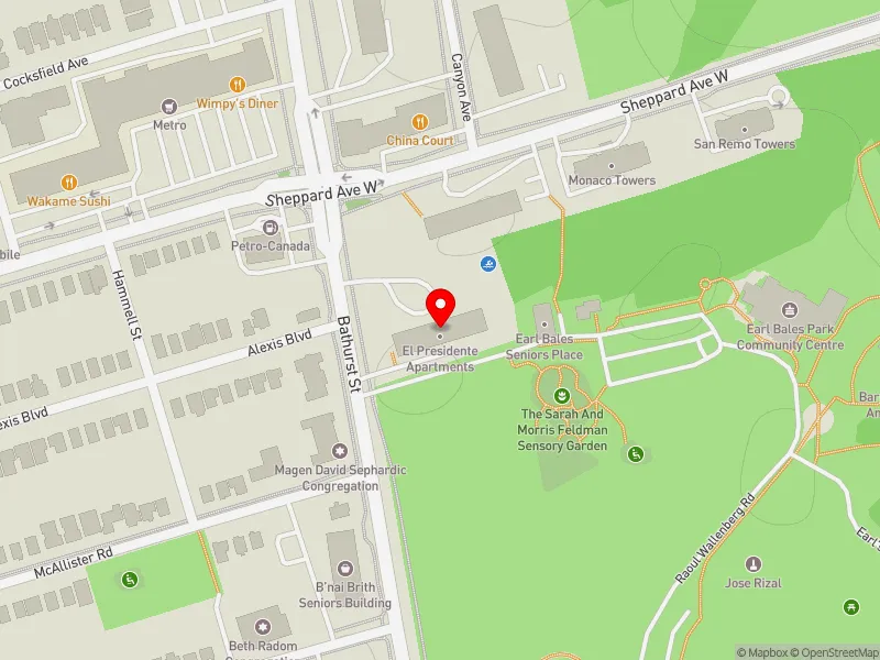 RentSafeTO apartment evaluation map view of 4383 BATHURST ST in York Centre, Toronto