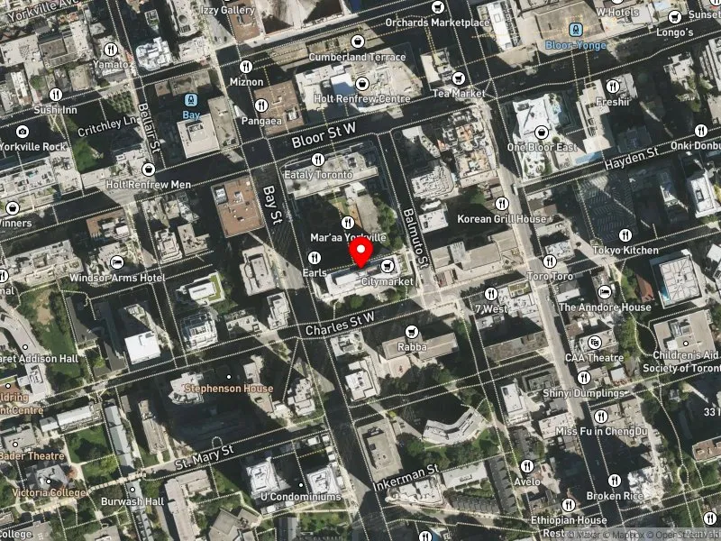 RentSafeTO apartment evaluation satellite view of 44 CHARLES ST W in University-Rosedale, Toronto