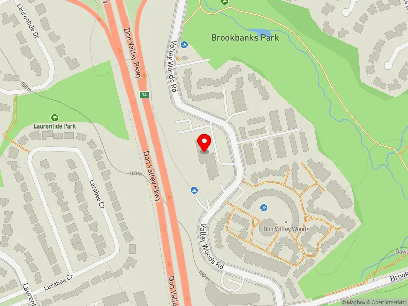 RentSafeTO apartment evaluation map view of 44 VALLEY WOODS RD in Don Valley East, Toronto