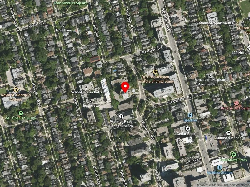 RentSafeTO apartment evaluation satellite view of 44 WALMER RD in University-Rosedale, Toronto