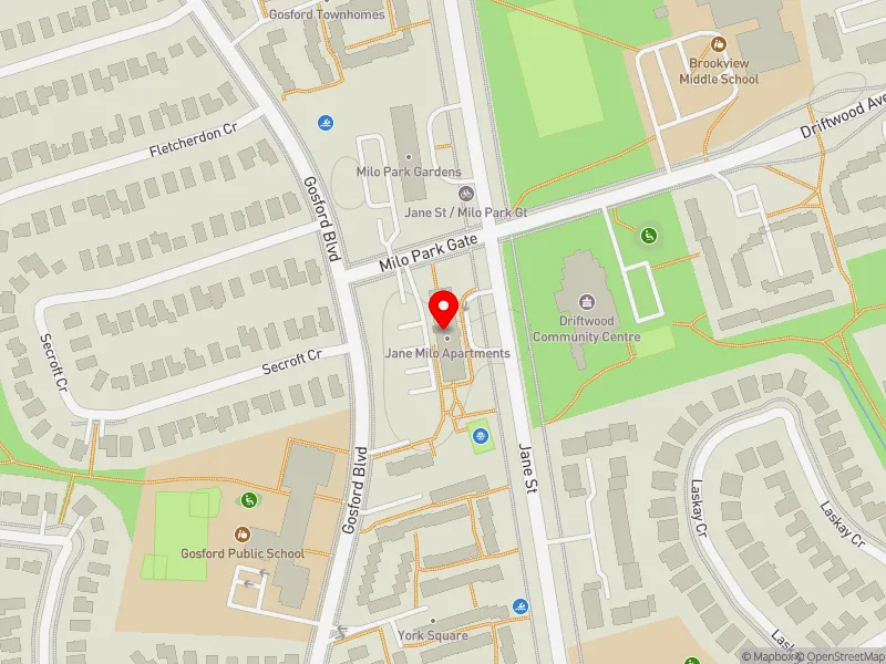 RentSafeTO apartment evaluation map view of 4400 JANE ST in Humber River-Black Creek, Toronto