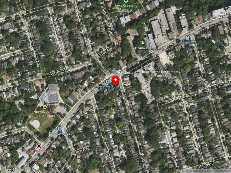 RentSafeTO apartment evaluation satellite view of 441 KINGSTON RD in Beaches-East York, Toronto