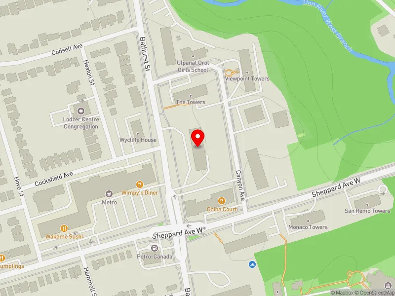 RentSafeTO apartment evaluation map view of 4415 BATHURST ST in York Centre, Toronto